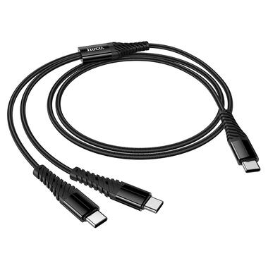 Кабель HOCO X123 Victory 2-in-1 charging cable(C to C+C) Black (6942007663595) фото №7