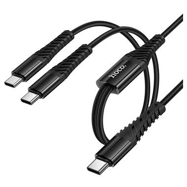 Кабель HOCO X123 Victory 2-in-1 charging cable(C to C+C) Black (6942007663595) фото №3