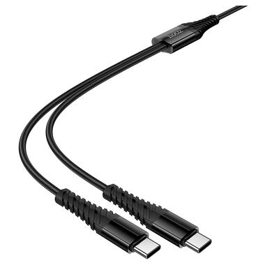 Кабель HOCO X123 Victory 2-in-1 charging cable(C to C+C) Black (6942007663595) фото №6