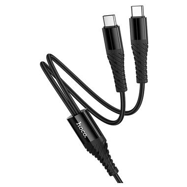 Кабель HOCO X123 Victory 2-in-1 charging cable(C to C+C) Black (6942007663595) фото №4