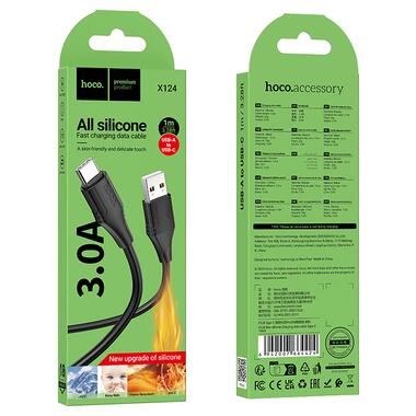 Кабель HOCO X124 Bien silicone charging data cable Type-C Black (6942007664424) фото №2