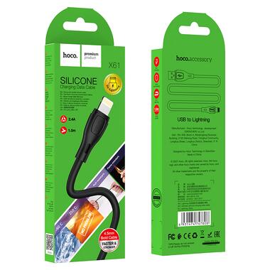 Кабель HOCO X61 Ultimate silicone charging data cable for iP Black (6931474747808) фото №2