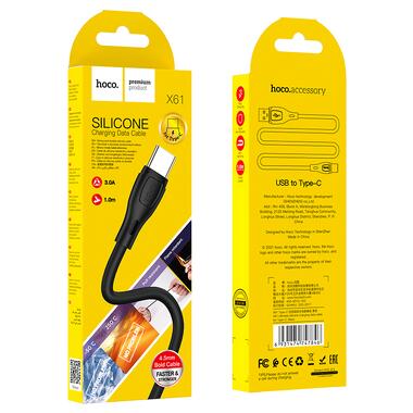 Кабель HOCO X61 Ultimate silicone charging data cable for Type-C Black (6931474747846) фото №2