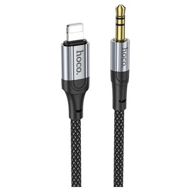 Кабель мультимедийный Lightning to 3.5mm M 1.0m nylon UPA26 black HOCO (6942007608817) фото №1