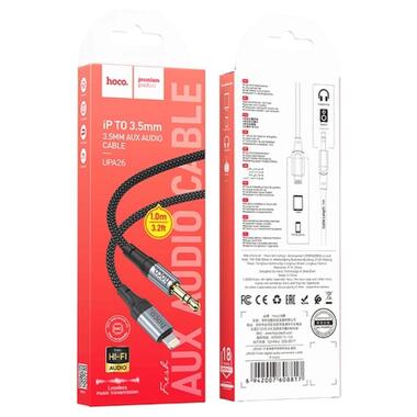 Кабель мультимедийный Lightning to 3.5mm M 1.0m nylon UPA26 black HOCO (6942007608817) фото №3