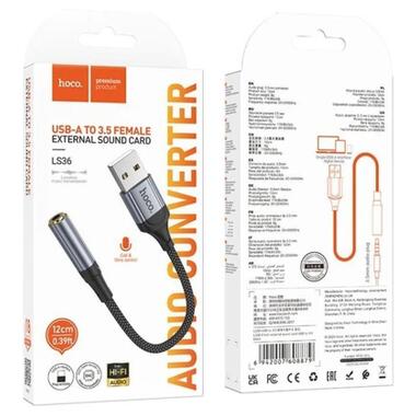 Кабель мультимедийный USB AM to 3.5mm F LS36 black HOCO (6942007608879) фото №4