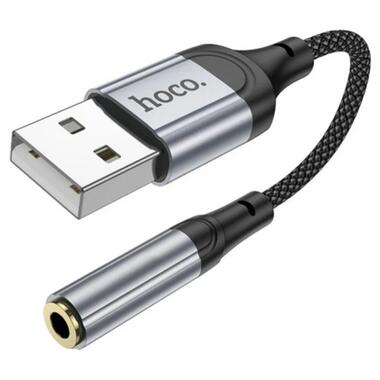 Кабель мультимедийный USB AM to 3.5mm F LS36 black HOCO (6942007608879) фото №1