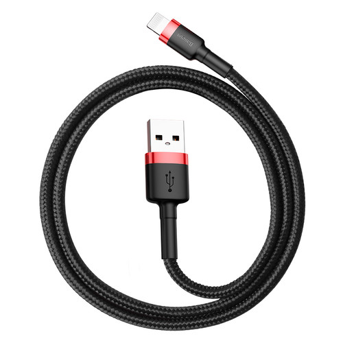 Кабель Baseus cafule Cable USB For lightning 2.4A 0.5M Red Black CALKLF-A19 фото №4