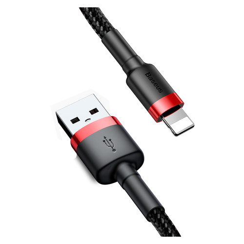 Кабель Baseus cafule Cable USB For lightning 2.4A 0.5M Red Black CALKLF-A19 фото №1