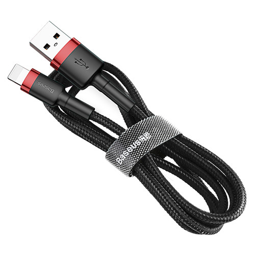 Кабель Baseus cafule Cable USB For lightning 2.4A 0.5M Red Black CALKLF-A19 фото №3