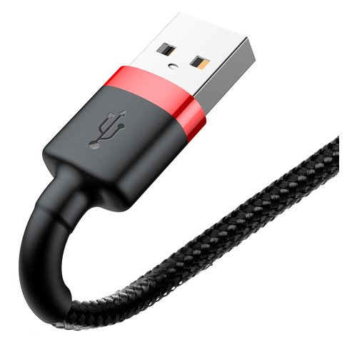 Кабель Baseus cafule Cable USB For lightning 2.4A 0.5M Red Black CALKLF-A19 фото №2