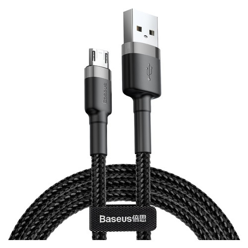 Дата кабель Baseus Cafule Micro USB 2.4A (1 м) сірий / чорний фото №1