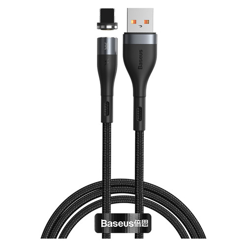 USB-кабель Baseus Zinc Magnetic Safe Fast Charging USB to IP 2.4A 1m Gray-black CALXC-KG1 фото №1