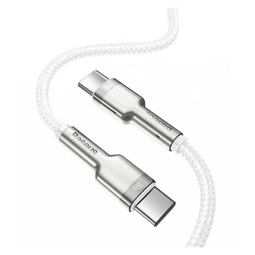 Дата кабель Baseus Cafule Series Metal Type-C to Type-C 100W (1 м)  білий фото №2