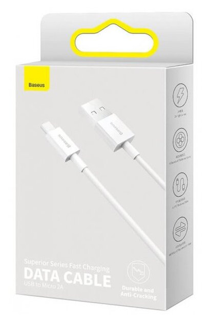 Дата кабель Baseus Superior Series Fast Charging USB to Micro 2A 1 м White CAMYS-02 фото №3