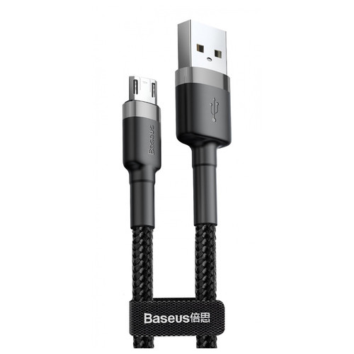 Дата кабель Baseus Cafule Micro USB 2.0 A, 3 м сірий / чорний (CAMKLF-H) фото №1