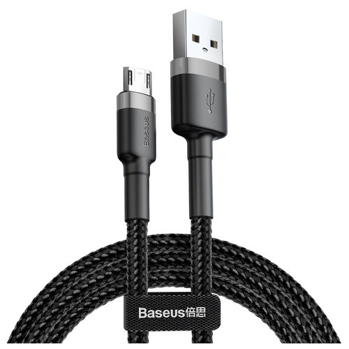 Дата кабель Baseus Cafule micro USB USB 2.4 A 0.5 м Black-Grey (CAMKLF-AG1) фото №1