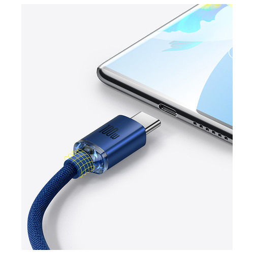 Кабель Baseus Crystal Shine USB 2.0 to Type-C 100W 1.2 м синій (CAJY000403) фото №5