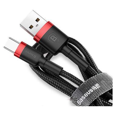 Кабель Baseus Cafule USB for Type-C 3A 1m red black (CATKLF-B91) фото №2