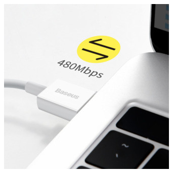 Кабель для швидкого заряджання Baseus Yousheng USB 2.4A 1 м білий фото №2