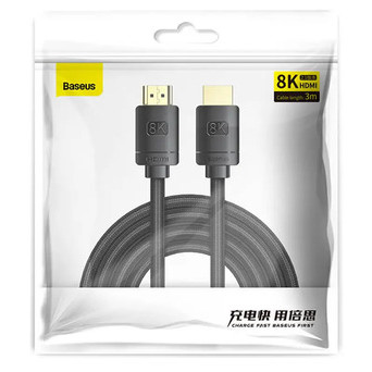 Кабель Baseus High Definition Series 8K HDMI - HDMI 1 м Black (WKGQ000001) фото №3