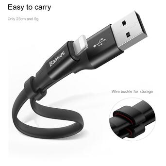 Дата кабель Baseus Nimble Portable USB to Lightning (23 см) (CALMBJ-B01) чорний фото №5