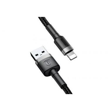 Дата кабель USB 2.0 AM to Lightning 2.0m Cafule 1.5A gray+black Baseus (CALKLF-CG1) фото №2