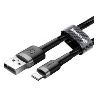 Дата кабель USB 2.0 AM to Lightning 2.0m Cafule 1.5A gray+black Baseus (CALKLF-CG1) фото №4