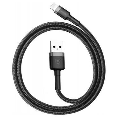 Дата кабель USB 2.0 AM to Lightning 2.0m Cafule 1.5A gray+black Baseus (CALKLF-CG1) фото №3