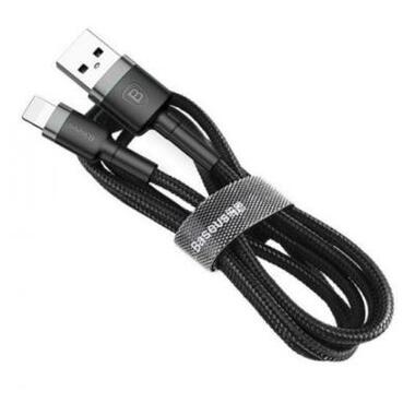 Дата кабель USB 2.0 AM to Lightning 2.0m Cafule 1.5A gray+black Baseus (CALKLF-CG1) фото №1