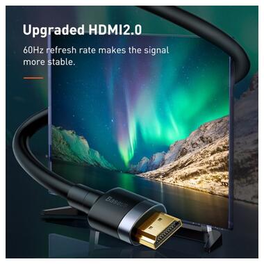 Кабель Baseus HDMI 2.0 4k HDMI Male To 4k HDMI Male Cafule 2 м чорний (CADKLF-F01) фото №3