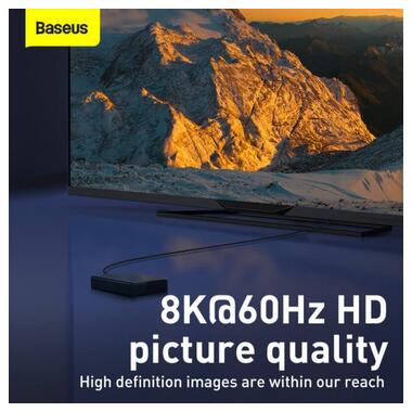 Кабель BASEUS High Definition Series HDMI 8k to HDMI 8k Adapter Cable |3m, 8K, HDMI2.1| (CAKGQ-L01) чорний фото №6