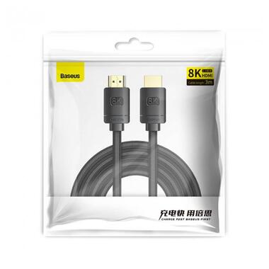 Кабель BASEUS High Definition Series HDMI 8k to HDMI 8k Adapter Cable |3m, 8K, HDMI2.1| (CAKGQ-L01) чорний фото №9