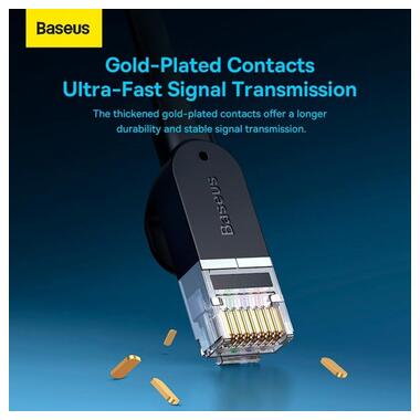 Кабель Baseus high Speed Six types of RJ45 Gigabit network cable (flat cable), 1.5 м чорний фото №13