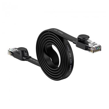 Кабель Baseus high Speed Six types of RJ45 Gigabit network cable (flat cable), 1.5 м чорний фото №1