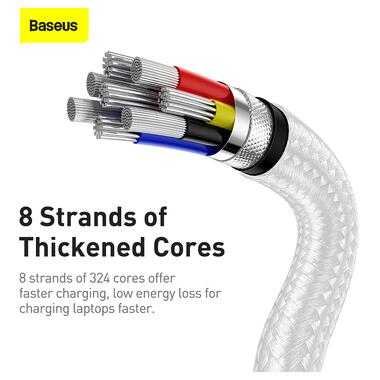 Baseus Cafule Series Metal Data Cable Type-C to Type-C 100W 1m White (CATJK-C02) фото №14