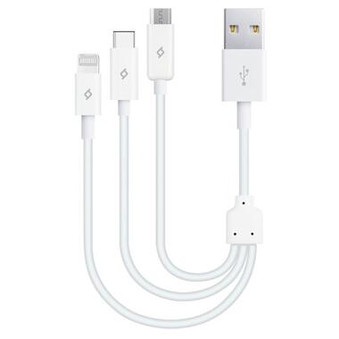 Кабель Ttec (2DK13) MiniCable Trio USB - Lightning/microUSB/USB-C 0.3м, Білий фото №1