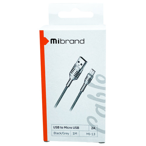 Завантажити Mibrand MI-13 USB Micro 2A 1m Black-Gray (MIDC/13MBG) фото №2