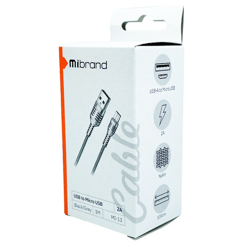 Завантажити Mibrand MI-13 USB Micro 2A 1m Black-Gray (MIDC/13MBG) фото №3