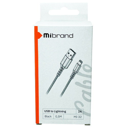 Кабель Mibrand MI-32 USB Lightning 2A 0,5m Black (MIDC/3205LB) фото №1