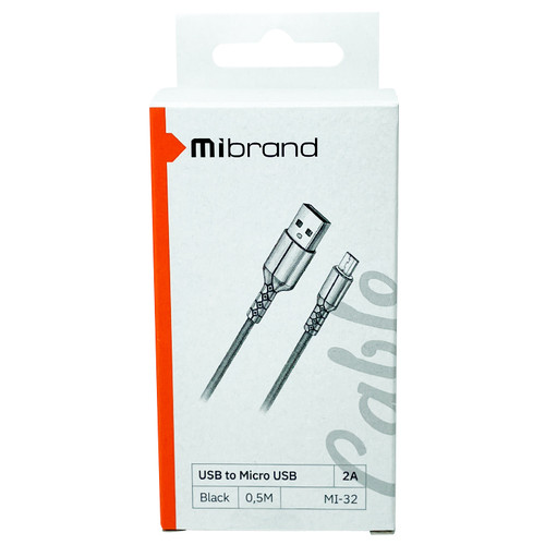 Кабель Mibrand MI-32 USB Micro 2A 0,5m Black (MIDC/3205MB) фото №2