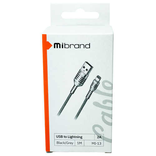 Продукт Mibrand MI-13 USB Lightning 2A 1m Black-Gray (MIDC/13LBG) фото №1