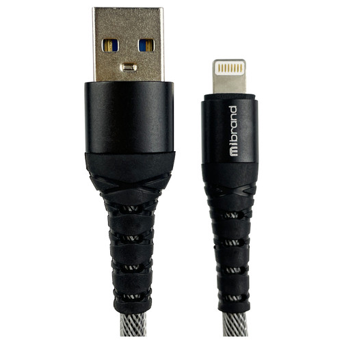 Кабель Mibrand MI-14 USB Lightning 2A 1m Black-Gray (MIDC/14LBG) фото №1
