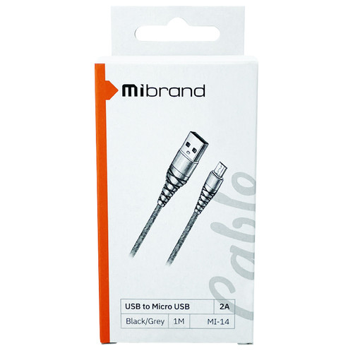 Кабель Mibrand MI-14 USB Micro 2A 1m Black-Gray (MIDC/14MBG) фото №2