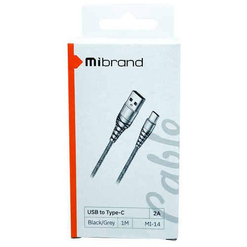 Кабель Mibrand MI-14 USB Type-C 2A 1m Black-Gray (MIDC/14TBG) фото №2
