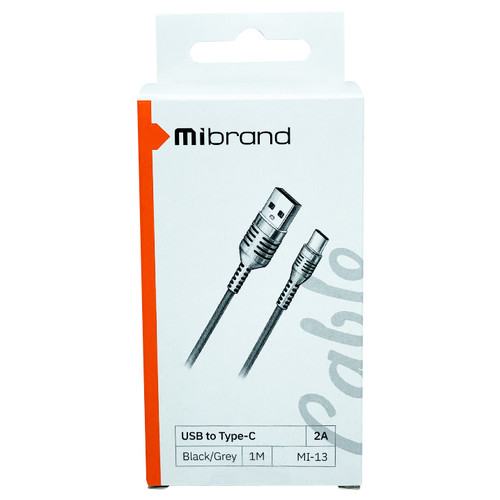Кабель Mibrand MI-13 USB Type-C 2A 1m Black-Gray (MIDC/13TBG) фото №2