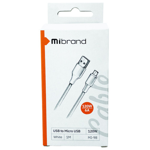 Кабель Mibrand MI-98 USB Micro 120W 1m White (MIDC/98MW) фото №2