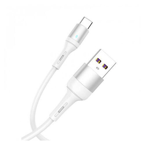 Кабель SkyDolphin S06T LED Smart Power USB - Type-C 1м White (USB-000556) фото №2