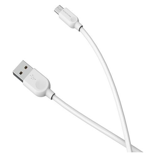 Кабель Borofone BX14 LinkJet Micro USB - USB 2.4 A 1 м White (BX14M1W) фото №1