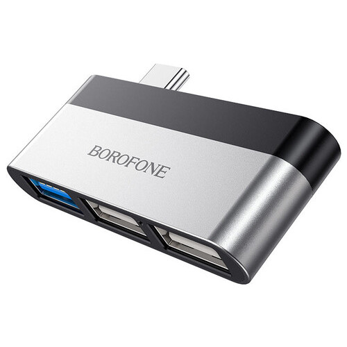 Перехідник Borofone DH1 Type-C to USB чорний / срібний фото №2